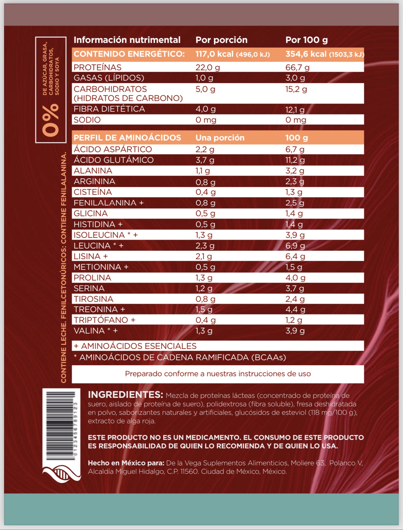 Proteína Láctea sabor Fresa 500g