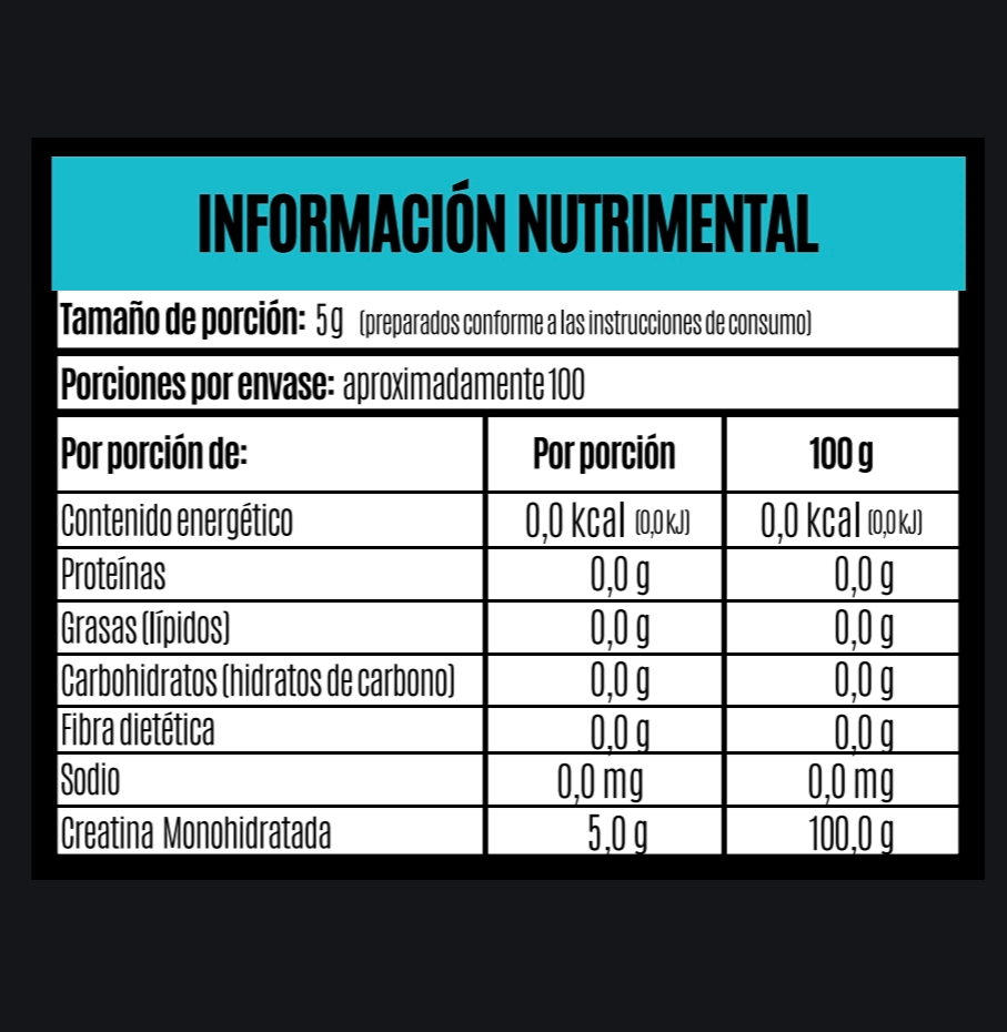 Creatina monohidratada sin sabor  500G.