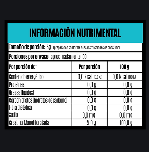 CREATINA MONOHIDRATADA SIN SABOR 500 G