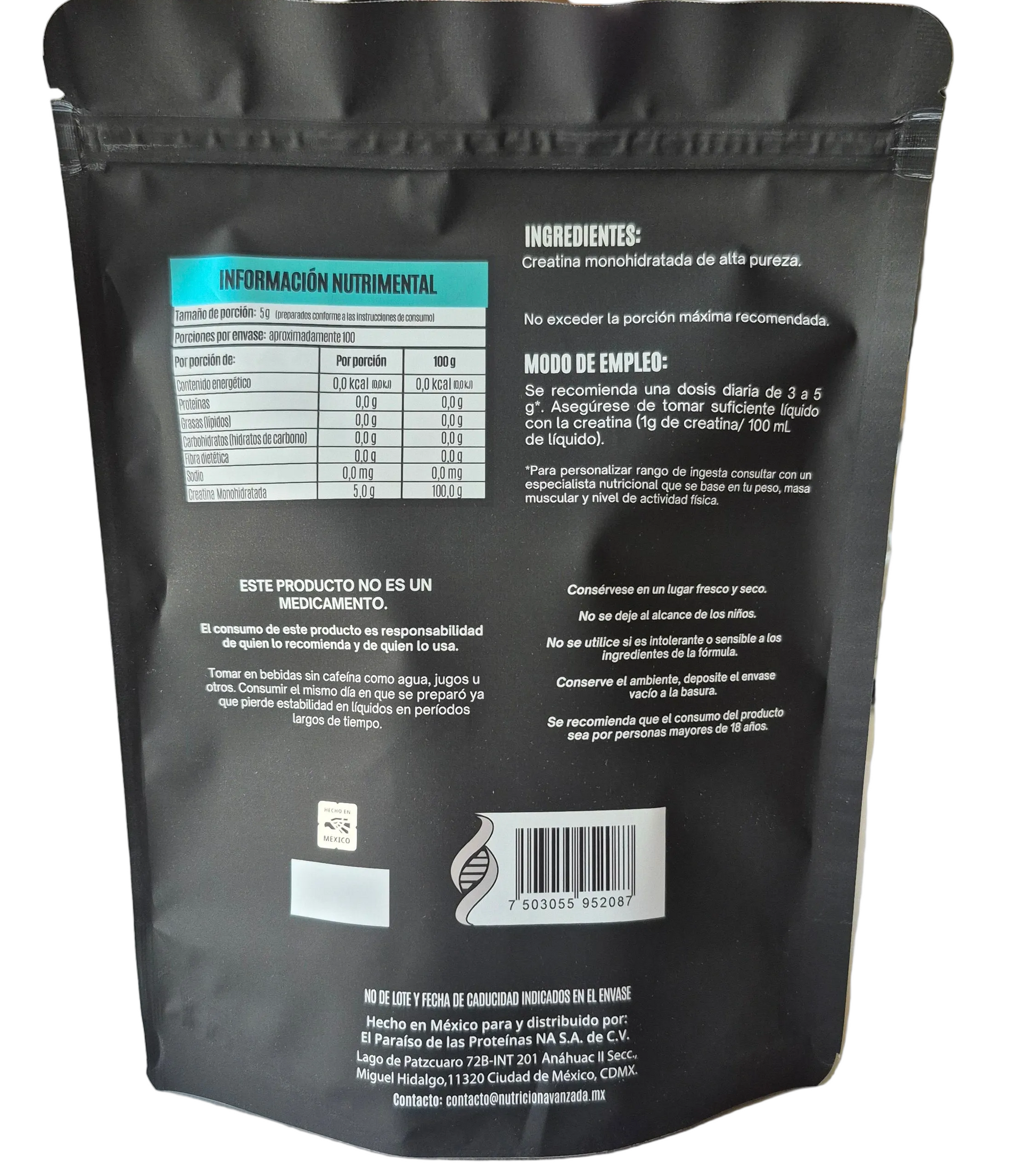 Creatina monohidratada | sin sabor  500G.