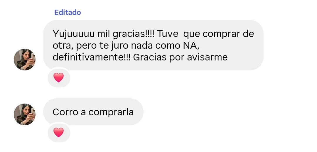 Mensaje original agradeciendo el aviso y diciendo que nada como NA.